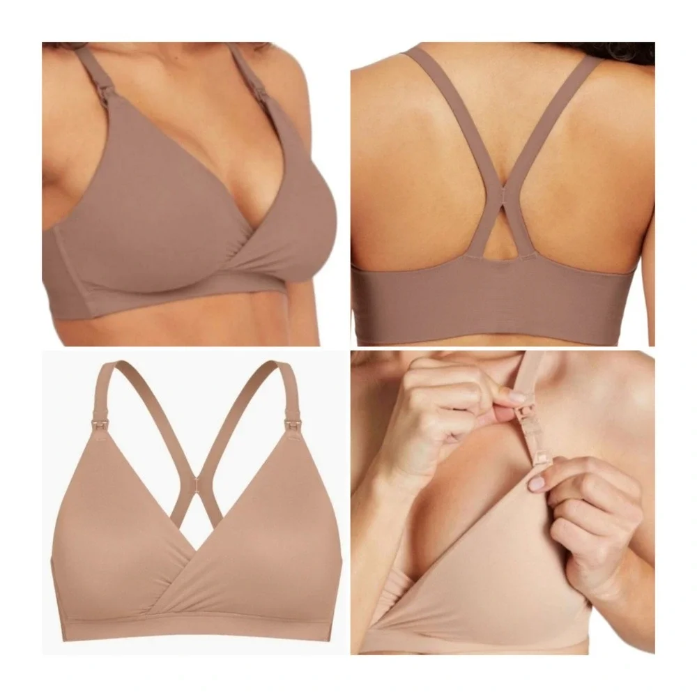 SPANX Women's Bra-Llelujah Mama Nursing Bra Size S Cafe au lait Removable Pads